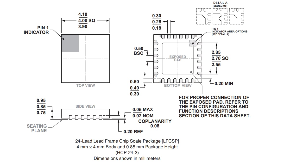 Mechanical Drawing - Analog Devices Inc. HMC1082LP4E GaAs pHEMT MMIC Medium Power Amplifier Mechanical Drawing - Analog Devices Inc. HMC1082LP4E GaAs pHEMT MMIC Medium Power Amplifier